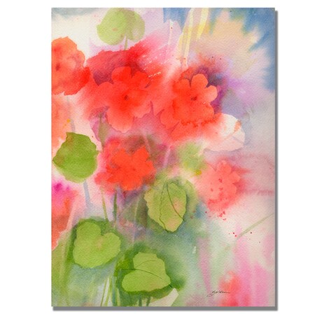 Trademark Fine Art Sheila Golden 'Red Geraniums' Canvas Art., 18x24 SG0157-C1824GG